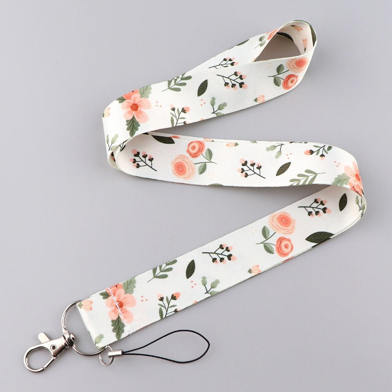 Wholesale 10pcs Small Daisy Lavender Flower Mobile Phone Lanyard Long Camera Work ID Durable Neck Lanyard